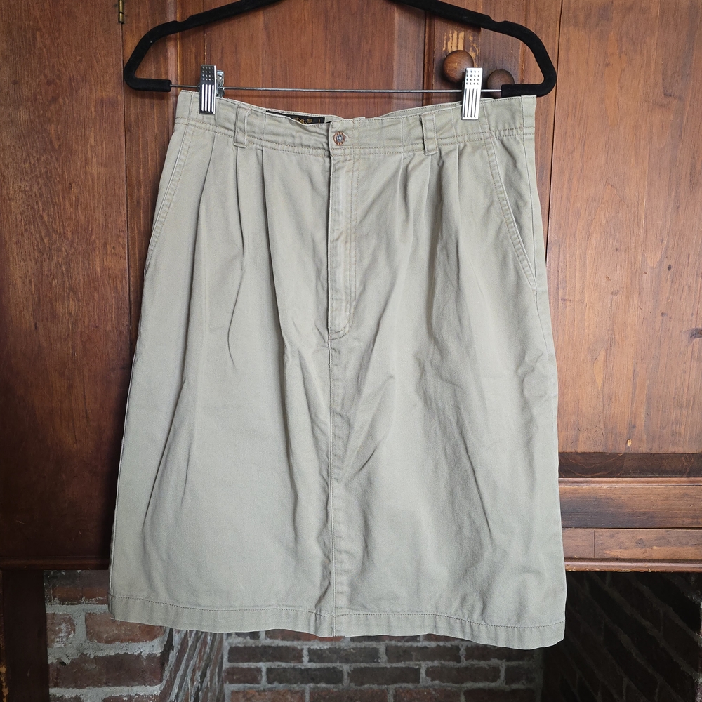 Vintage Eddie Bauer 100% Cotton Khaki Skirt - Size 12